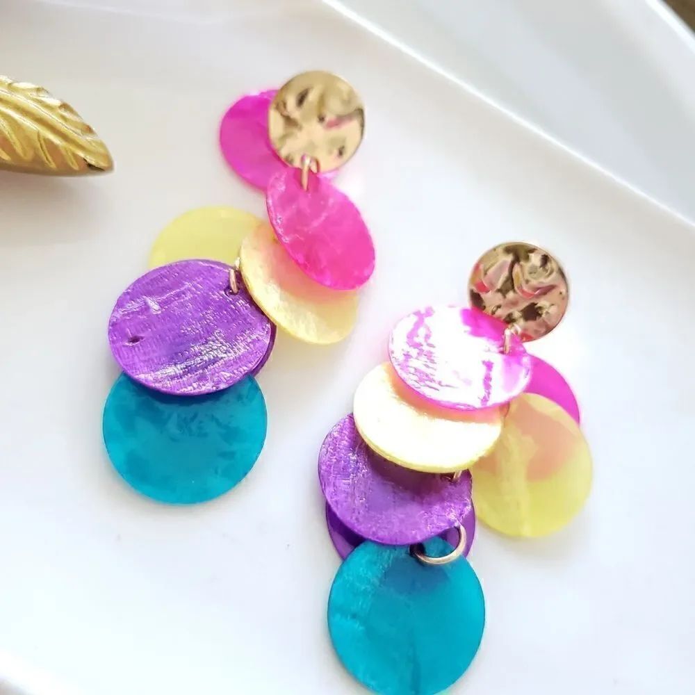 Zara MultiColored- Natural Shell Earrings - Picture 10 of 10